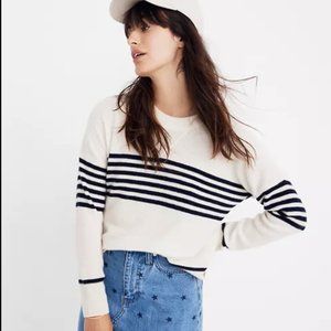 Madewell 100% Cashmere Navy Striped Sweater